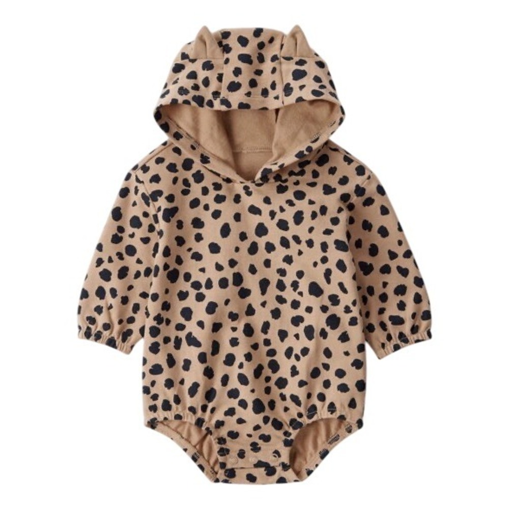 Carters Baby Girls 24m Leopard Print Hooded Long Sleeve Bodysuit Romper NWT